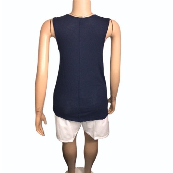 Lucky Brand Top Sleeveless linen Blend blue & white Floral Embroidered size XS - Picture 8 of 11